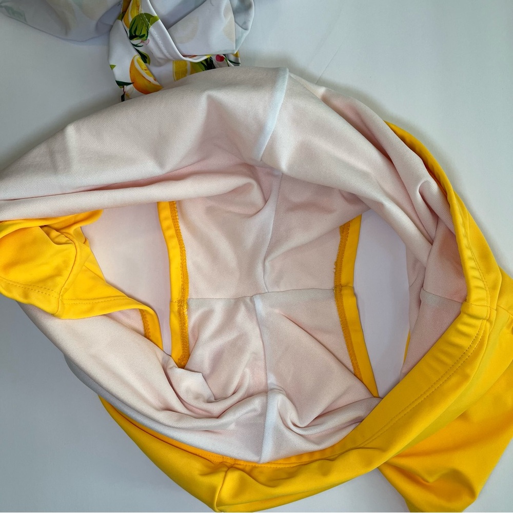 Swimsuit Lemon Print Tankini with Yellow Shorts Summer, Ruffles, Adjustable - Picture 13 of 14